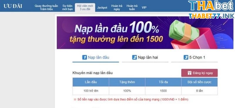 Tăng vốn cược với các ưu đãi hấp dẫn sau khi đăng ký Thabet